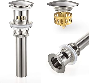 Kokosiri Bathroom Sink Drain With Strainer Basket Faucet Vessel Vanity Sink Pop Up Drains Stopper With Overflow All Brass Brushed Nickel C1001br Amazon Com