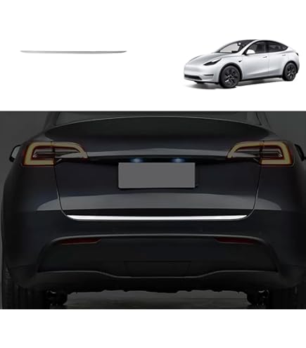 Model Y Trunk Cover Carbon Fiber Pattern Tailgate Trim For Tesla Model Y ( 2019-2024) - Stainless Steel With 3M Tape Tesla Model Y Trunk Replacement