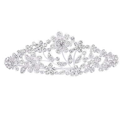 Amazon Com Pixnor Hair Barrettes Wedding Bridal Floral Rhinestone
