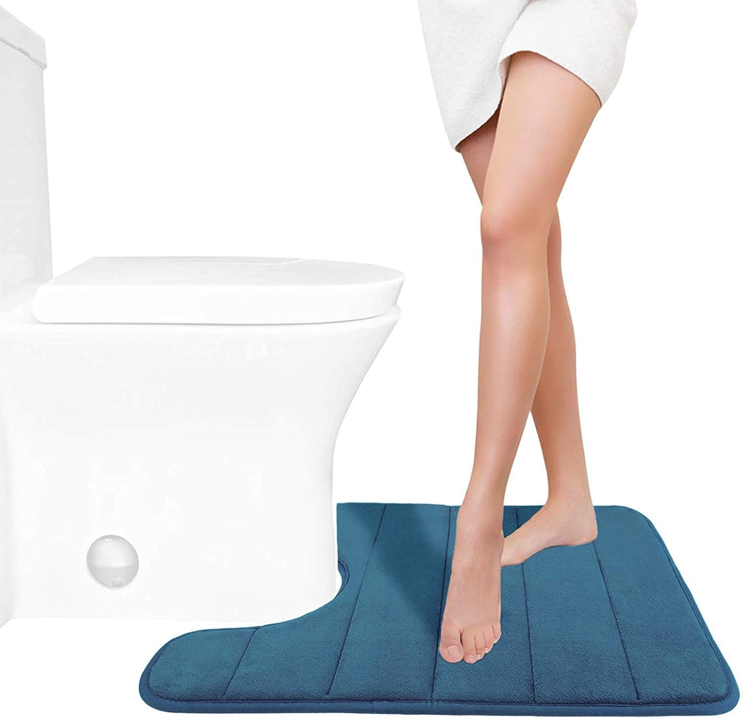 Yimobra Memory Foam Toilet Bath Mat U-Shaped, Soft and Comfortable, Super Water Absorption, Non-Slip, Thick, Machine Wash and Easier to Dry for Bathroom Commode Contour Rug, 24 X 20 Inches, Gray: Home & Kitchen