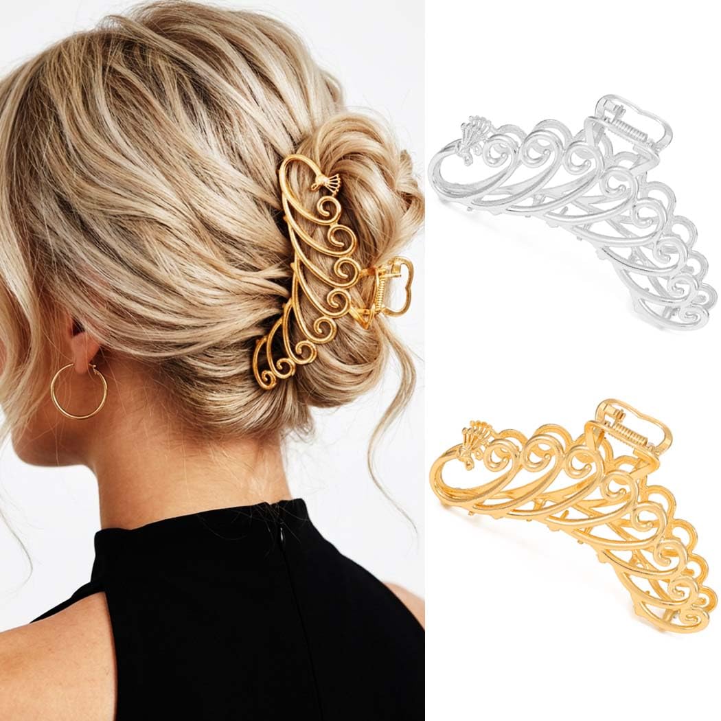 Reaky Peacock Claw Clips Gold Metal Hair Clips Large Hair Clip Hair Accessories for Women
