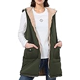 Fecialy Fall Long Vest for Women Sleeveless Reversible Fleece Sherpa Jacket Zip Up Warm Winter Coat Outerwear Vests