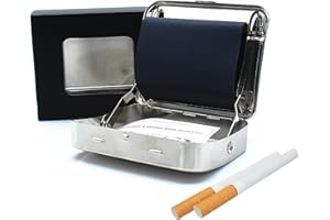 Yiasangly Metal Automatic Cigarette Tobacco Smoking Rolling Box, Portable Metal Cigarette Roller Machine, 70mm - Random Pattern