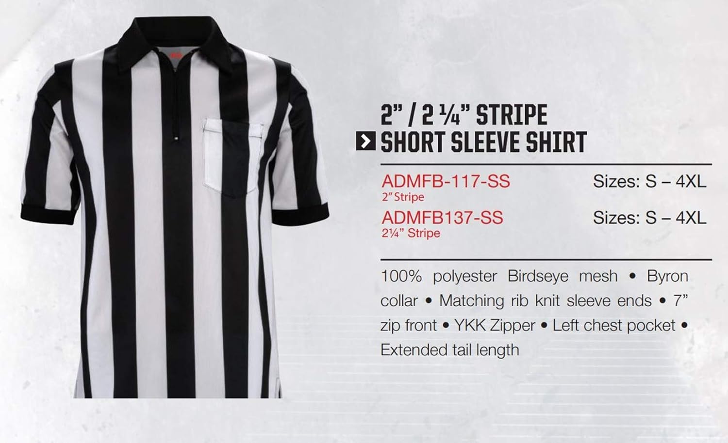 Adams Football Officials Referee Short Sleeve Shirt 2-1/4 Stripe, Black/White, Small: Sports & Outdoors