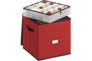 SONGMICS Christmas Ornament Storage Box, Dual Zippers, Stackable Christmas Storage Container with Lid, 4 Trays, 600D Oxford, 