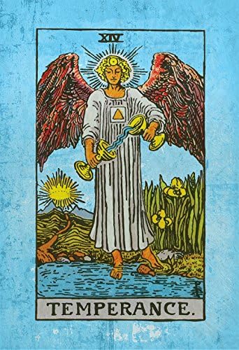 Tarot Print Temperance Retro Illustration Art Rider Print Vintage Giclee on Cotton Canvas or Paper Canvas Poster Wall Decor
