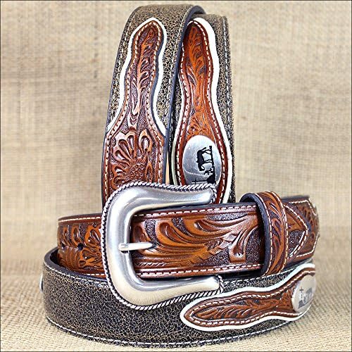 32-46 INCH WESTERN NOCONA MENS BELT COWBOY PRAYER CONCHO DARK CHOCOLATE