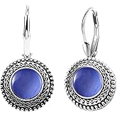 WCRAZYE Bohemian Crystal Leverback Earrings for Women Handmade Lightweight Silver Plated Boho Round Rhinestone Dangle Statement Hoop Earrings Jewelry Gifts