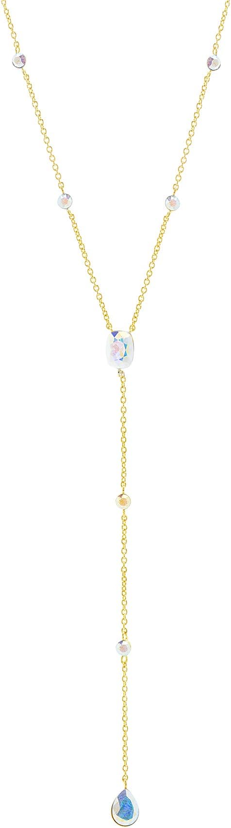 Y Style Teardrop Cable Chain Necklace for Women made with Swarovski Crystals