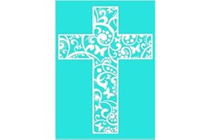 YeulionCraft Easter Theme Self-Adhesive Silk Screen Stencils Mesh Transfers Reusable Sign Stencils DIY Festival Painting on Wood Home Decor, Cross