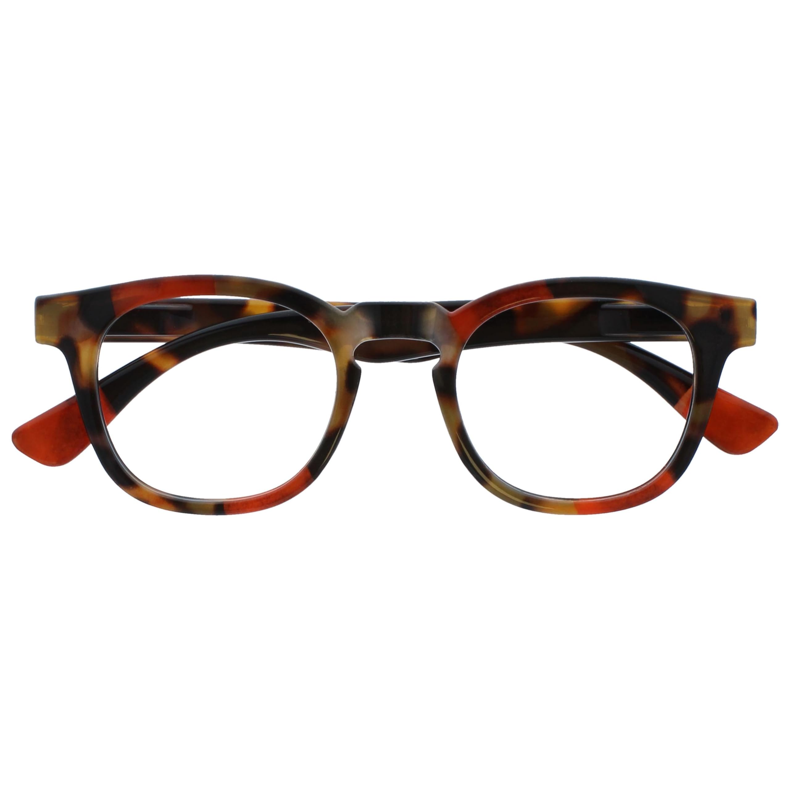 OPULIZE Ava Reading Glasses Flattering Rounded Frame Spring Hinges Scratch Resistant Brown Tortoiseshelll Red Mens Womens R62-Z +3.00