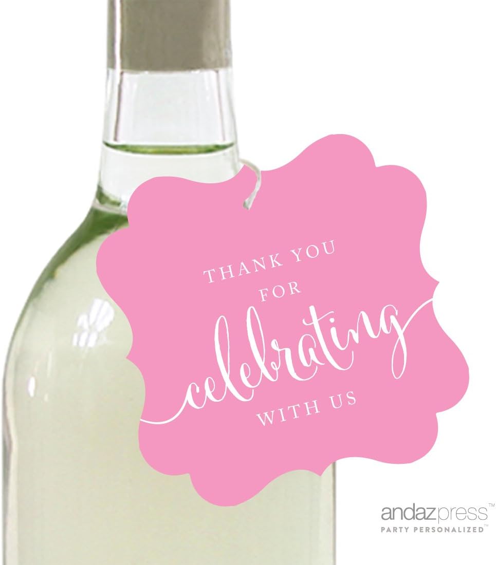 Andaz Press Fancy Frame Gift Tags, Thank You for Celebrating with Us, Pink, 24-Pack, for Baby Bridal Wedding Shower, Kids 1st Sweet 16 Quinceanera Birthdays, Anniversary, Graduation, Baptism, Gifts: Health & Personal Care