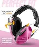 Kemraes Children's Noise Cancelling Ear Defenders Pink Autism Hearing view 2