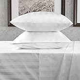 URBANHUT 800 Thread Count 100% Cotton Damask Queen Size Sheets, 4 Piece Striped Queen Size Bedsheets, Luxury Hotel Sheets Sateen Weave - Better Than Egyptian, 16" Elasticized Deep Pocket- White