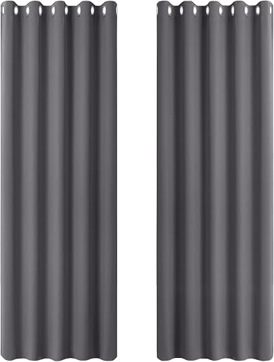 PONY DANCE Blackout Door Curtains 2 Panels Thermal Insulated 66x84 Grey