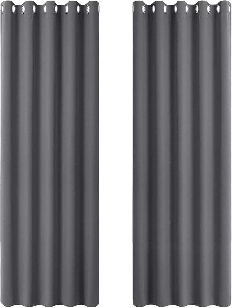 PONY DANCE Blackout Door Curtains 2 Panels Thermal Insulated 66x84 Grey