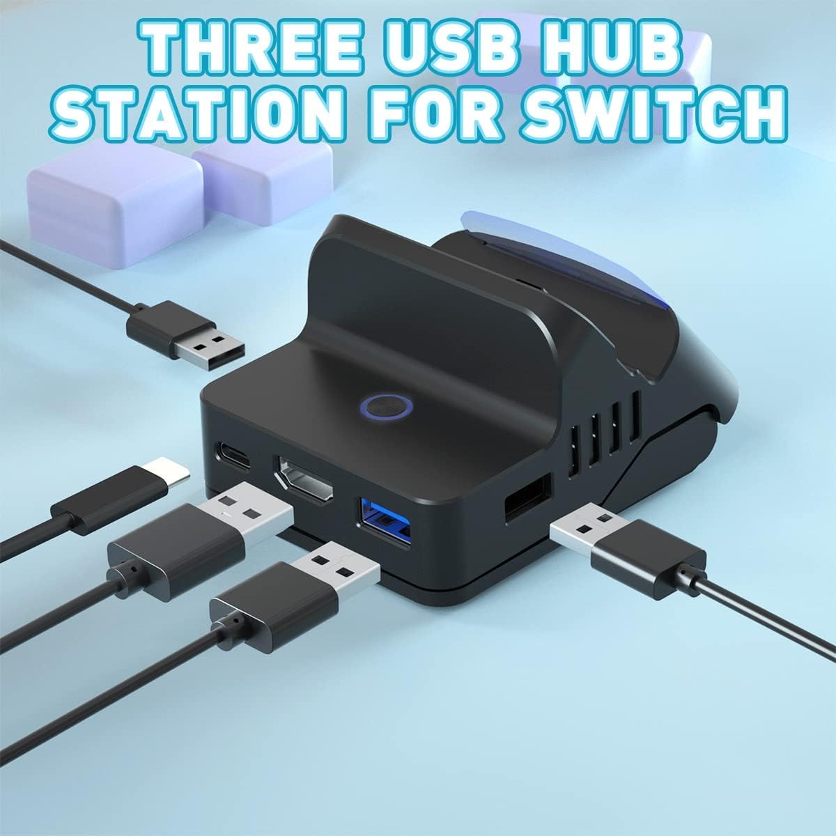 Switch TV Docking Station for Nintendo Switch/OLED, Portable Switch TV Dock Support 1080P HDMI Adapter, Replacement Switch OLED Dock with USB 3.0 Port Travel Dock