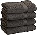Superior Egyptian Cotton Pile Hand Towel Set of 4, Ultra Soft Luxury Towels, Thick Plush Essentials, Absorbent Heavyweight, Guest Bath, Hotel, Spa, Home Bathroom, Shower Basics, Charcoal