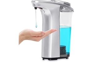 FKWin 17oz Automatic Liquid Soap Dispenser, Touchless Battery Operated Hand Soap Dispenser with 5 Adjustable Soap Dispensing Levels, Perfect for Commercial or Household Use, Fit for Bathroom Kitchen