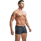 F plus R Men's Denim Print Swim Trunks