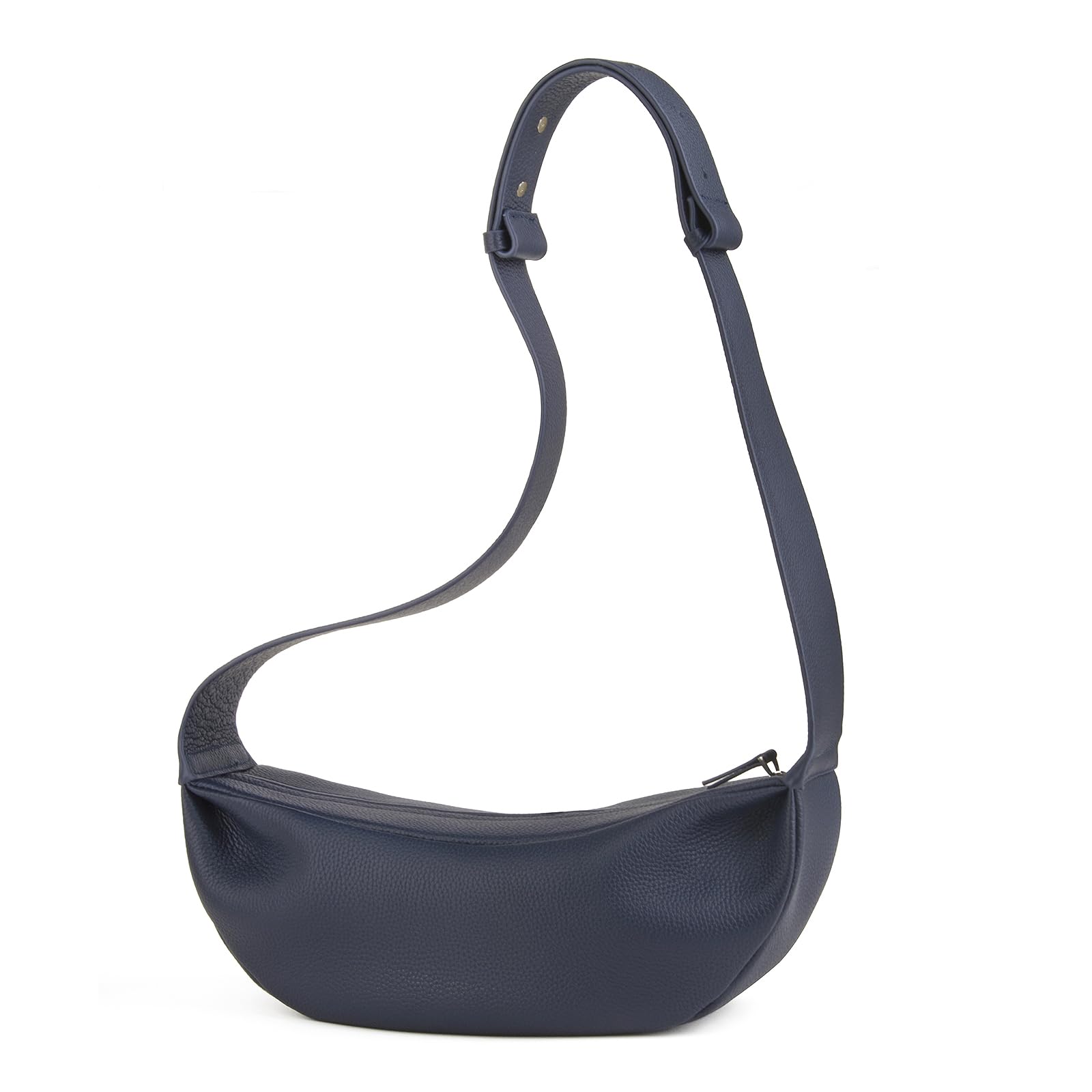 Photo 1 of DONNAIN Genuine Leather Sling Bags Crossbody Women, Minimalist Style Casual Chest Bags with Wide Strap (Navy)