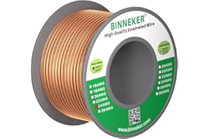 BINNEKER 24 AWG Magnet Wire - Enameled Copper Wire - Enameled Magnet Winding Wire - 4 oz - 0.0221" Diameter 1 Spool Coil Natural Temperature Rating 155℃ Widely Used for Transformers Inductors