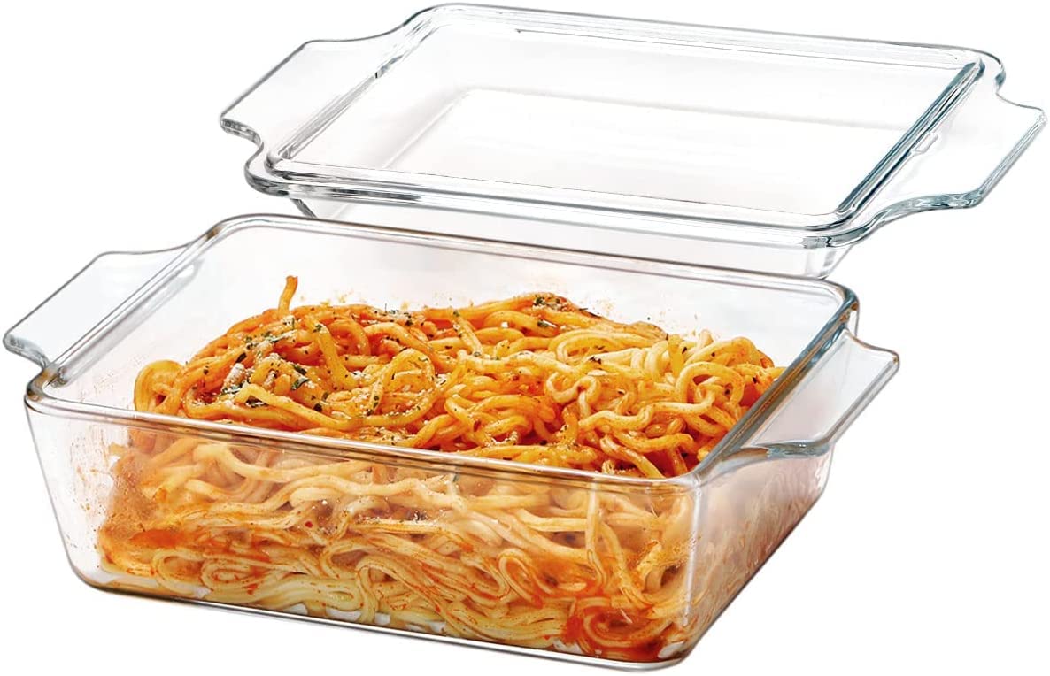 Small Rectangle Casserole Dishes with Lid, 1L Individual Lasagne Dishes, 17x14.5x6cm, Oven Proof, Microwavable