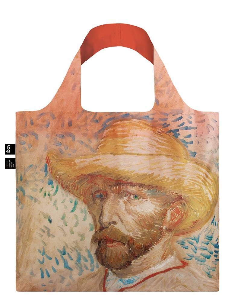 LOQI VAN GOGH Self Portrait with Straw Hat Bag Travel Tote, 50 cm, 15 liters, Pink (Self Hat)