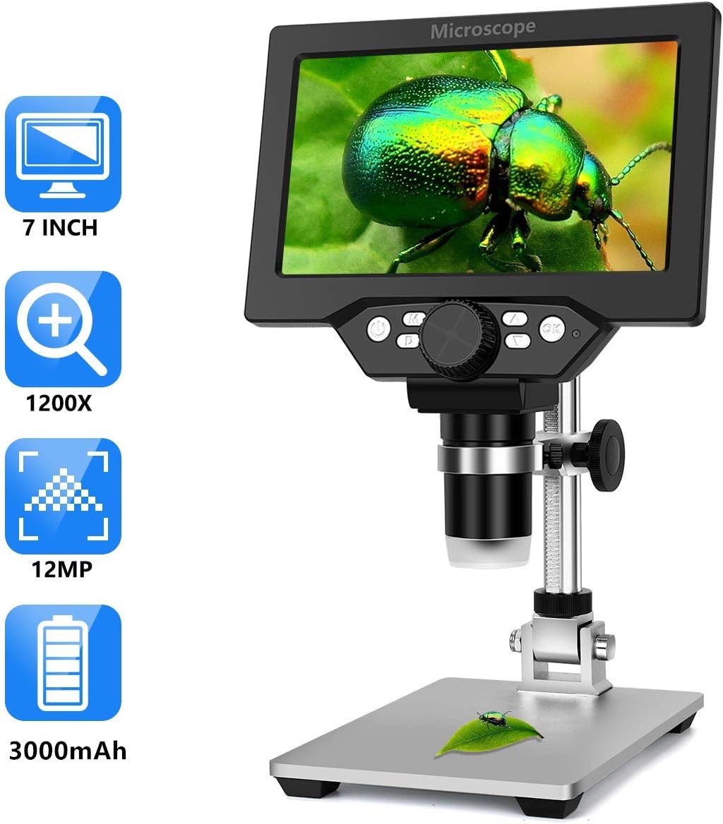 7 Inch LCD Digital Microscope,11200X Magnification Zoom HD 1080P USB
