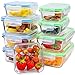 Glass Meal Prep Containers with Lids, 9 Piece Leakproof Food Storage Container Set, 5 Different Portion Control Sizes with Airtight Lock, Microwave, Freezer, Dishwasher-Safe Lunch Dishes primary