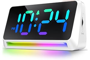 XUANZIT LED Digital Clock for Bedroom, Super Loud Alarm Clock for Heavy Sleepers Adults, Teens | Simple Plug-In Electric Bedside Nightstand Desk Clock with Light and Adjustable Color/Volume/Brightness/Snooze