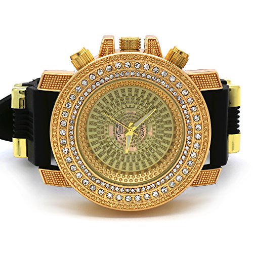 Totally Iced Out Pave ヒップホップ メンズ キラキラ光る腕時計 ゴールド 平行輸入 平行輸入 Totally Iced Out Pave Milano1 Gold Tone Gold Deep Hip Hop Men\u0027s