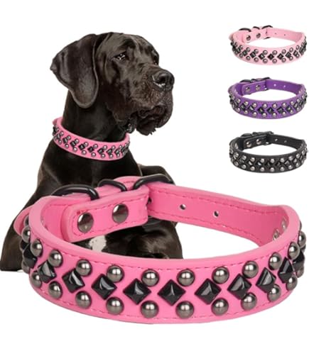 Rhinestone Leather Dog Pet Collars With Full Sparkly Crystal