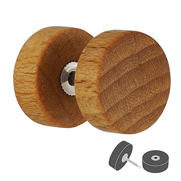 Treuheld® | HOLZ OHRSTECKER zum Schrauben - Braun, Hellbraun - 4 Größen: 6, 8, 10, 12 mm - Fake Plug - Organische OHRRINGE He