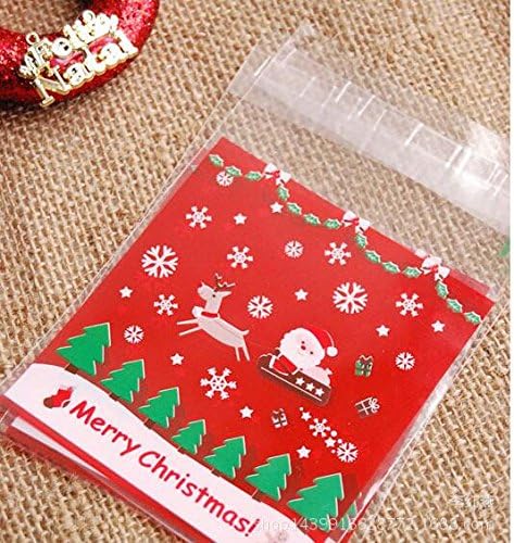 Happy little sheep Approx.100pc Christmas Cookie bags Self Adhesive Christmas tree Cookie Candy Package Bags