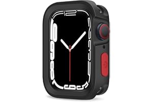 ZZDZZ Rugged Case Compatible with Apple Watch Case 45mm 44mm Series 9/8/7/6/5/4/SE3/2/1, Soft Flexible TPU Shockproof Protective Bumper Cover for iWatch 45mm 44mm, Black