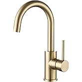 WiPPhs Bar Faucets Single Hole, Brushed Gold Mini Kitchen Sink Faucets, Single Handle Stainless Steel Modern Wet Bar Sink Faucets, Single Mixer Taps