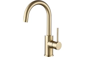 WiPPhs Bar Faucets Single Hole, Brushed Gold Mini Kitchen Sink Faucets, Single Handle Stainless Steel Modern Wet Bar Sink Faucets, Single Mixer Taps