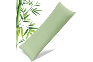 JAMREST Green Pillowcases Body Size, Bamboo Rayon Cooling Body Pillow Cases with Zipper Closure, Cool & Breathable Long Pillow Cover for Hot Sleepers and Night Sweats, 20" x 54"