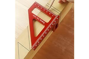 Aluminum Alloy 45°/90° Miter Square, Woodworking Triangle Ruler with Inch & Metric Scale, Carpenter Layout Measuring Tool for