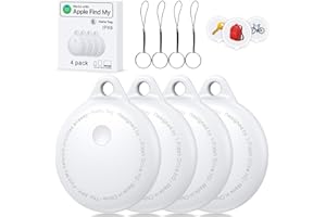 DELUMU Air Tags-4 Pack, Smart Bluetooth Tracker Work with Apple Find My, Key Finders and Find My Tracker, Game Changer Waterproof Smart Tag with Key Ring GPS Tracker Tag for Keys/Luggage/Wallet (White)