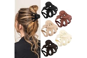 Atoden Hair Clips, 5Pcs Octopus Matte Hair Claws for Women, Large 3.15" Hair Clips for Thick Hair, Non-slip Jaw Clips, Hair Accessories