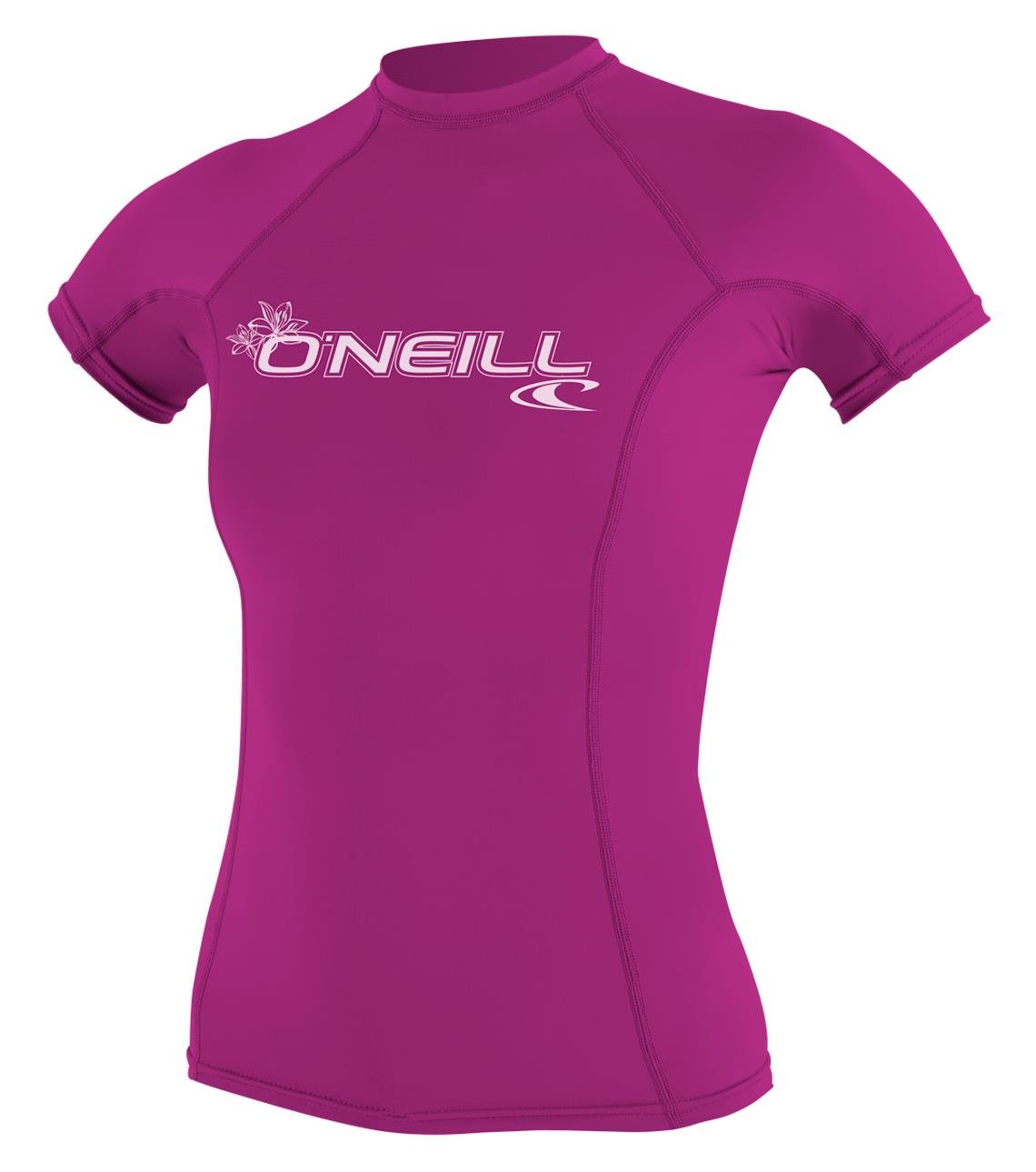 O'Neill Wetsuits Women's Wms Basic Skins Short Sleeve Rash Guard O'Neill UV Sun Protection Set-Fox Pink, X-Large, X