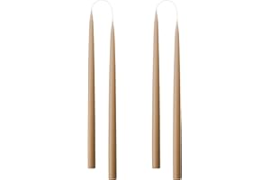 Kunstindustrien® Taper Candles – Set of 4, 13.8" – Made in Denmark, Long Burning Candles 15h, Unscented & Smokeless Candlesticks – Elegant Tall Candles for Weddings, Dinners & Home Decor (Nougat)