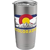 Colorado State Flag Rocky Mountain Denver Winter Aurora Stainless Steel Insulated Tumbler