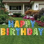 Happy Birthday Letters Yard Card - 13 Pcs. w/10 EZ stakes & 16 short stakes