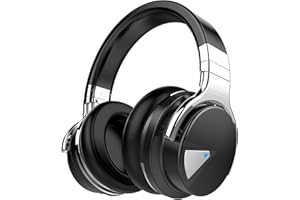 Silensys E7 Active Noise Cancelling Headphones Bluetooth Headphones with Microphone Deep Bass Wireless Headphones Over Ear, Comfortable Protein Earpads, 30 Hours Playtime for Travel/Work, Black