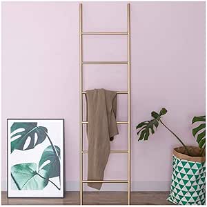 Escalera para colgar ropa, toallero de metal, soporte para toallas de pie, color negro con 6 peldaños, muy elegante escalera decorativa para cuarto de ...