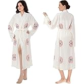 Bonuci Evil Eye Kimono Robe Boho Beach Cover up Muslin Dressing Gown Evil Eye Kaftan for Christmas Women's Gift