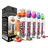 sharpro 32 oz. Infuser Water Bottles - Featuring a Full Length Infusion Rod, Flip Top Lid, Dual Hand Grips (Orange)